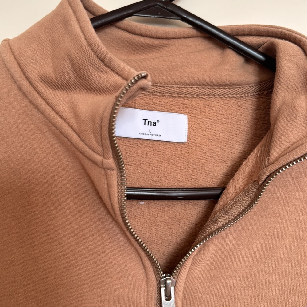 TNA Aritzia Camel Tan Half-Zip Jacket Sweatshirt